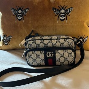 Gucci Ophidia RARE Mini Shoulder Bag (Navy and Tan)